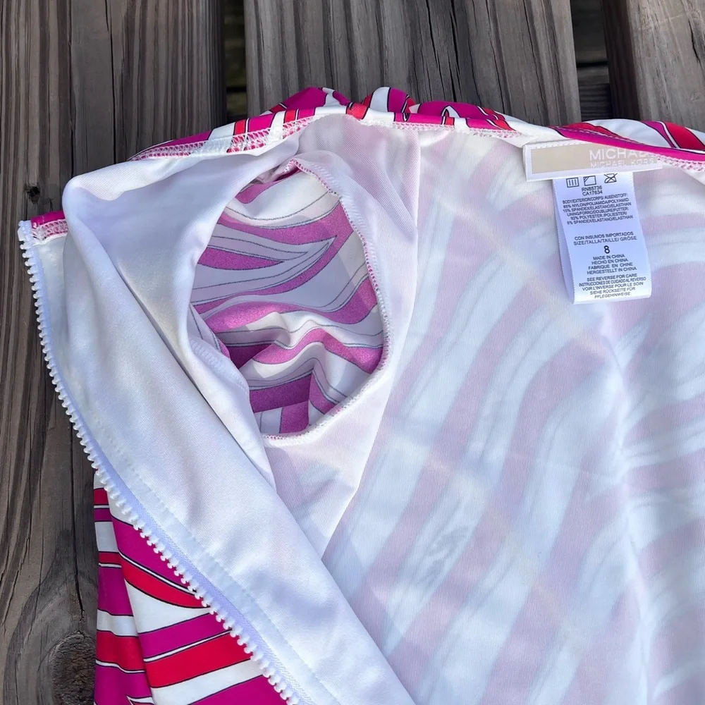 - Michael Kors Sz 8 Electric Pink Zebra Long Sleeve Surf Swimsuit! NEW!